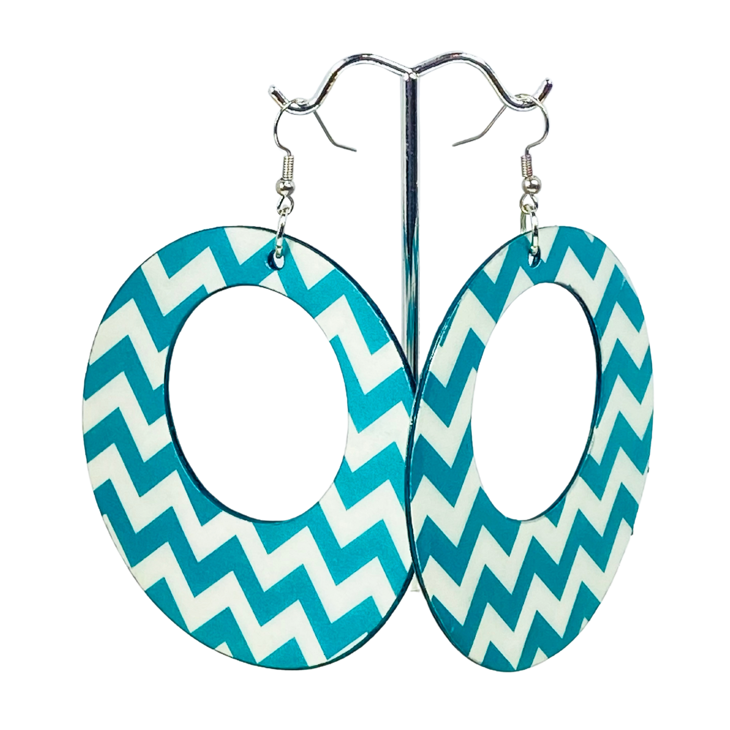 Teal Chevron Hoops