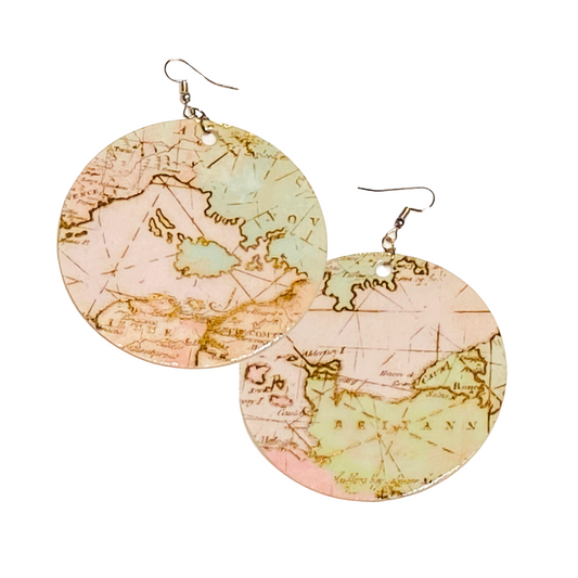 Vintage Map Hoops
